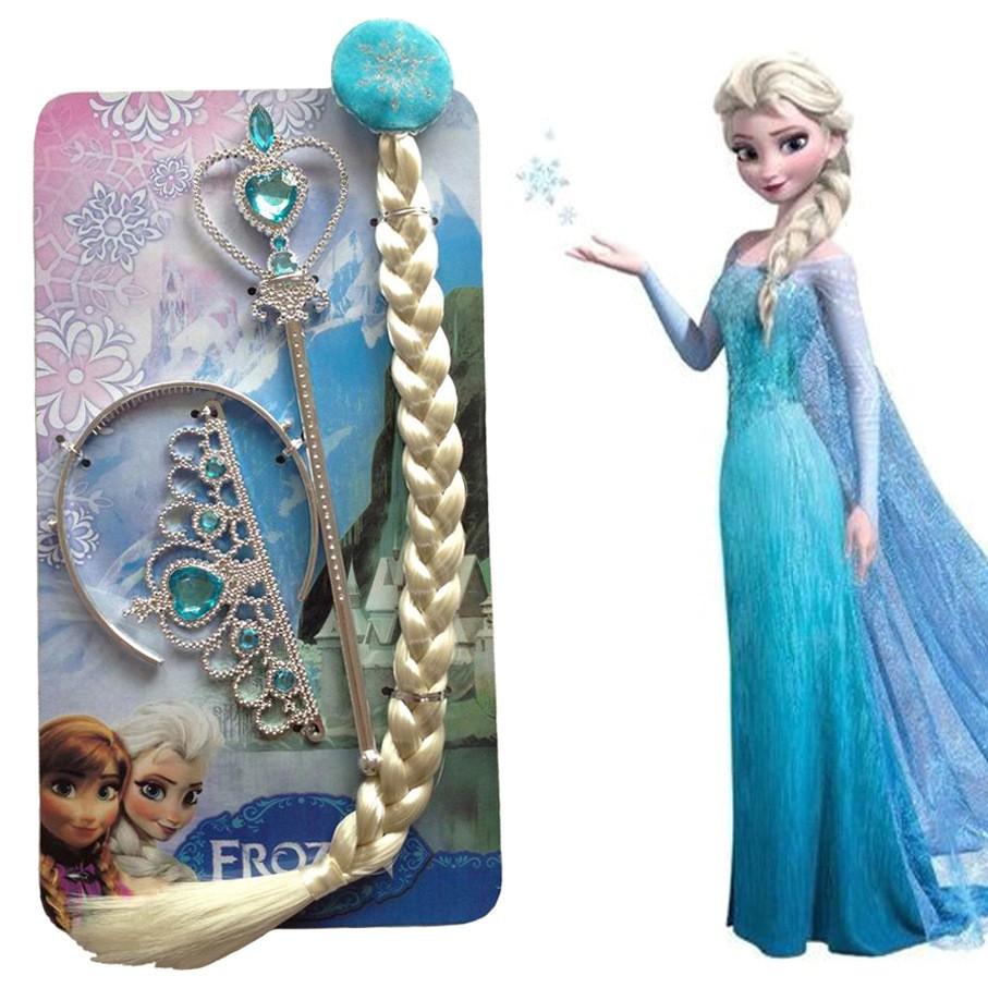 Vương miện công chúa Elsa, Gậy công chúa Elsa, Bím tóc elsa loại dẻo bền đẹp - Phụ kiện tóc cho bé