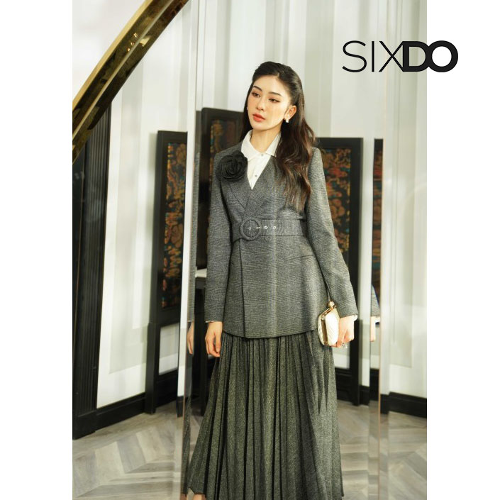 Chân váy xếp ly midi nữ SIXDO