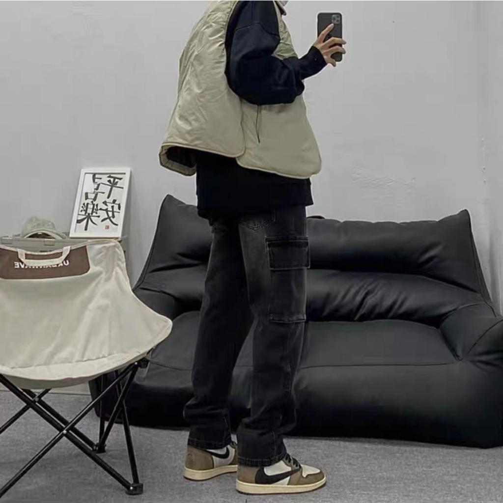 Quần jean cargo pant ống rộng unisex , cargo pants cạp thấp nam nữ , quần túi hộp phong cách y2k - gin store