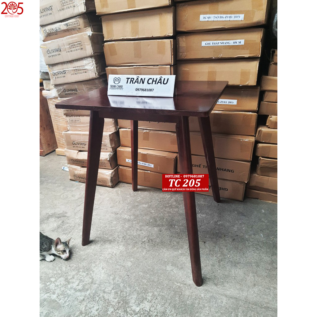 Bàn ăn vuông gỗ cao su 60x60x75 cm - TABLE WOOD NATURAL