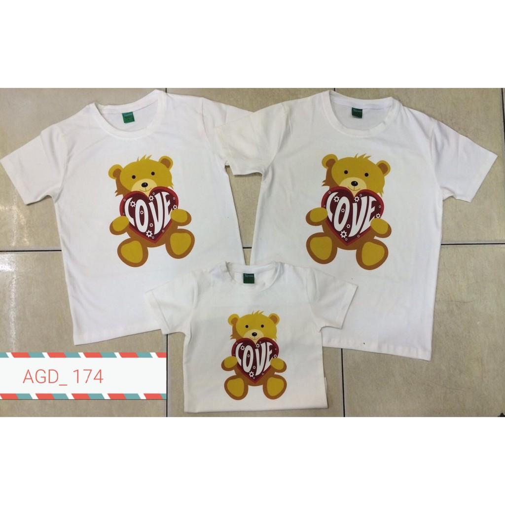 Áo gia đình in gấu bông - MÃ AGD 174