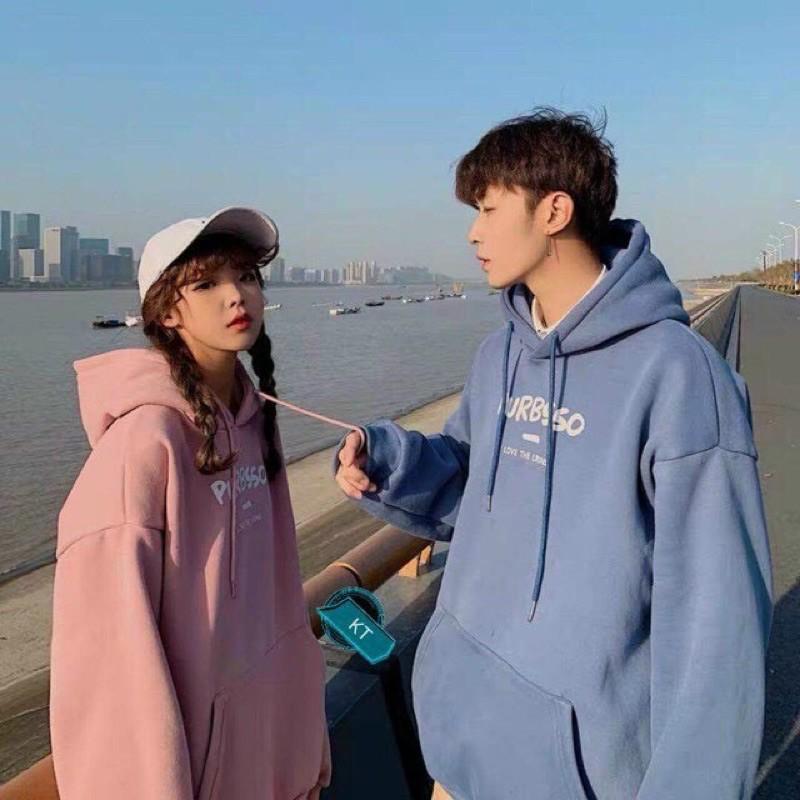 Áo Hoodie dáng rộng phong cách Unisex Nam Nữ mặc cặp in PURBSSO Freesize
