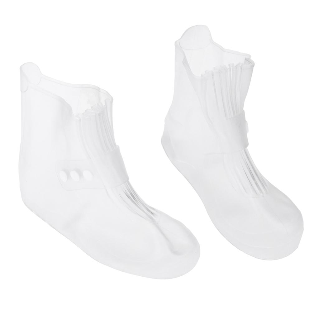 Kids Men Women Reusable Waterproof Rain Shoe Cover Overshoes Clear Size 1
