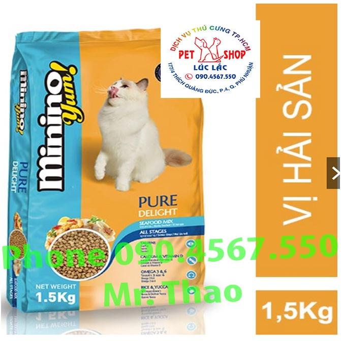 [1.5KG] Thức ăn cho mèo Minino Yum - Thức ăn cho Mèo vị Hải Sản 1.5KG