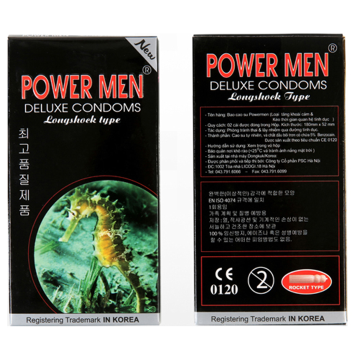 Bao cao su Powermen Cá Ngựa Tăng khoái cảm Kéo dài thời gian Hộp 12 BCS