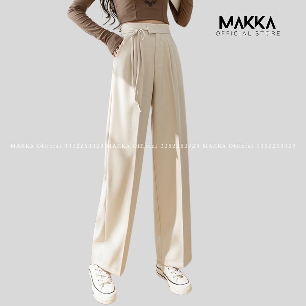 Quần Ống Rộng MAKKA cạp cao thắt dây cực xinh, quần tây công sở suông dài MAKKA