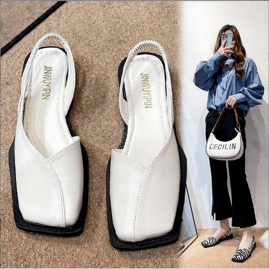 Ảnh thật Sandal Giày Búp Bê Khoét Gót Quai Chun Phong Cách Ullzang Hàn Quốc G140