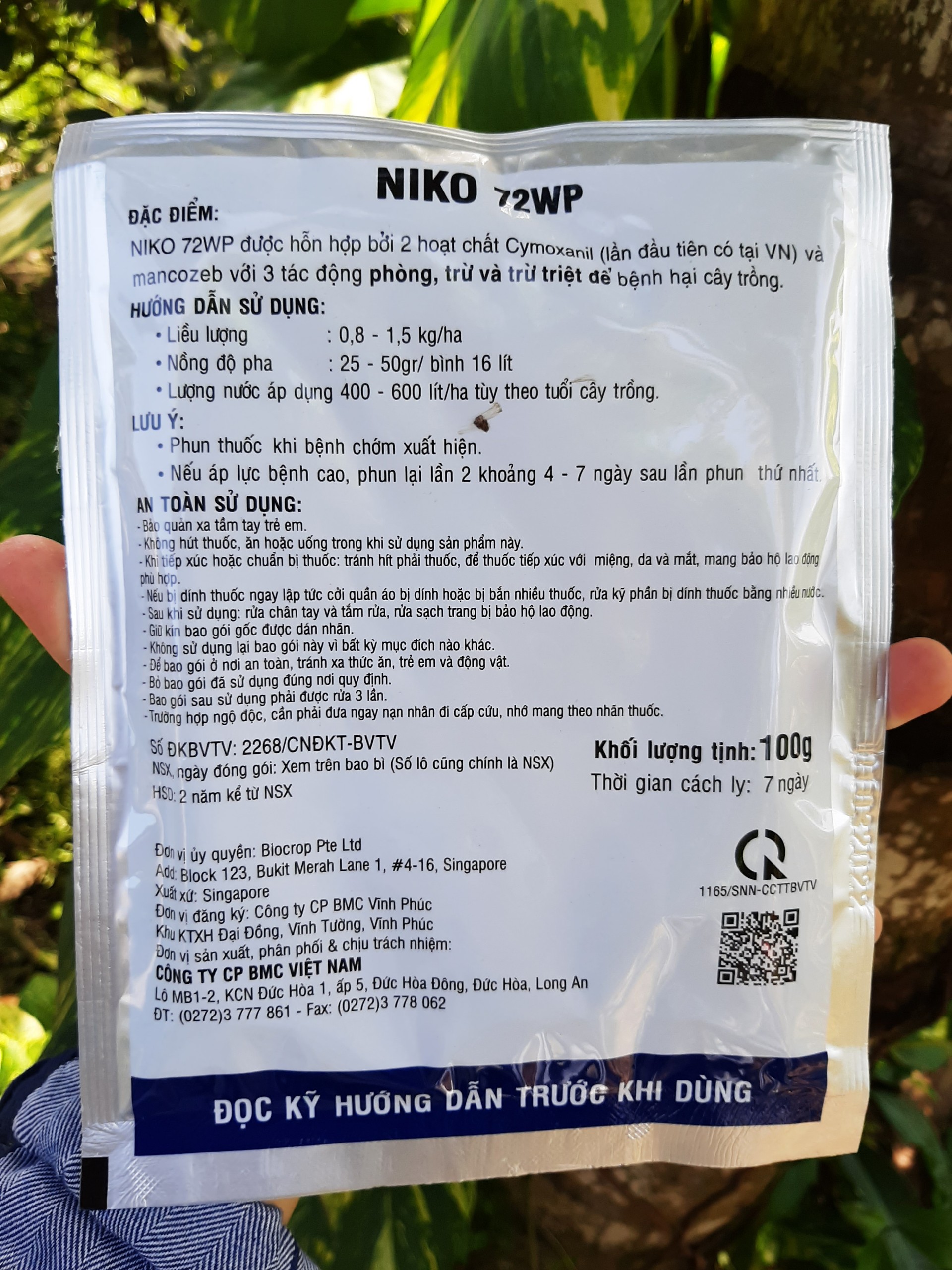 Thuốc trừ bệnh Niko 72WP phòng trừ nấm bệnh gây hại cây trồng gói 100gram