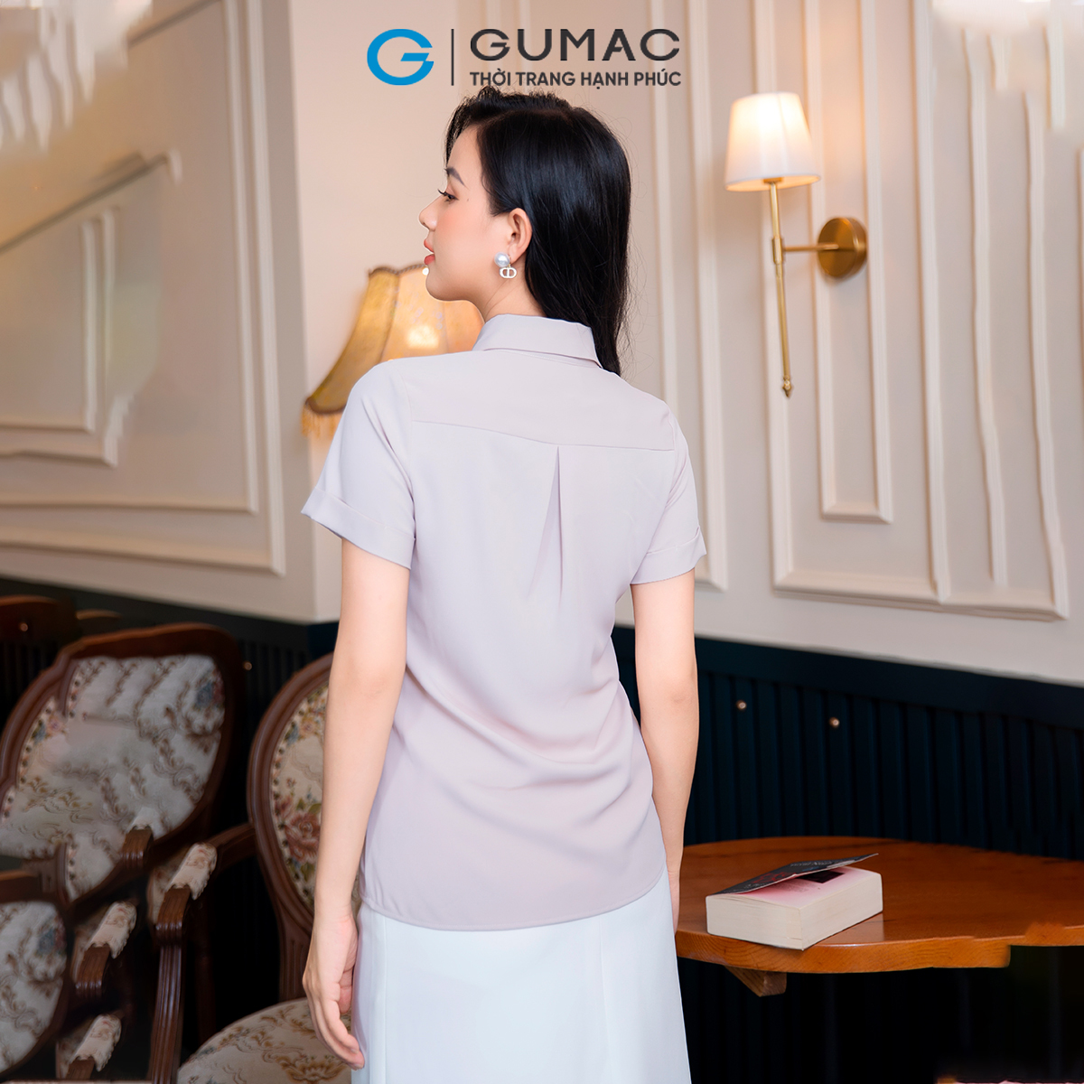 Áo sơ mi nữ lai lật vải luạ mềm mát công sở đi tiệc sang trọng thời trang GUMAC AD09011
