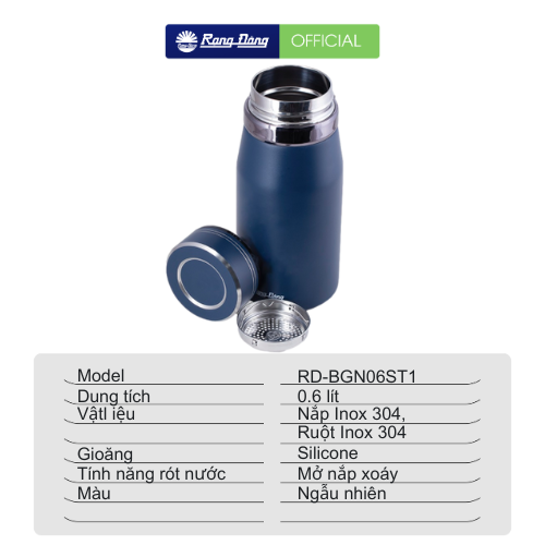 Bình giữ nhiệt nóng lạnh Rạng Đông dung tích 360-400-450-500-600ml inox 304 cao cấp, ly giữ nhiệt