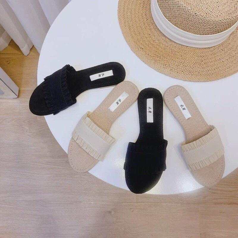 Dép quai ngang to- dép quai ngang vải xếp nhún