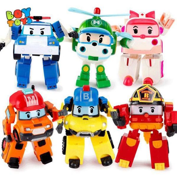 Hộp đồ chơi biệt đội 6 xe Robocar Poli biến hình 2 trong 1