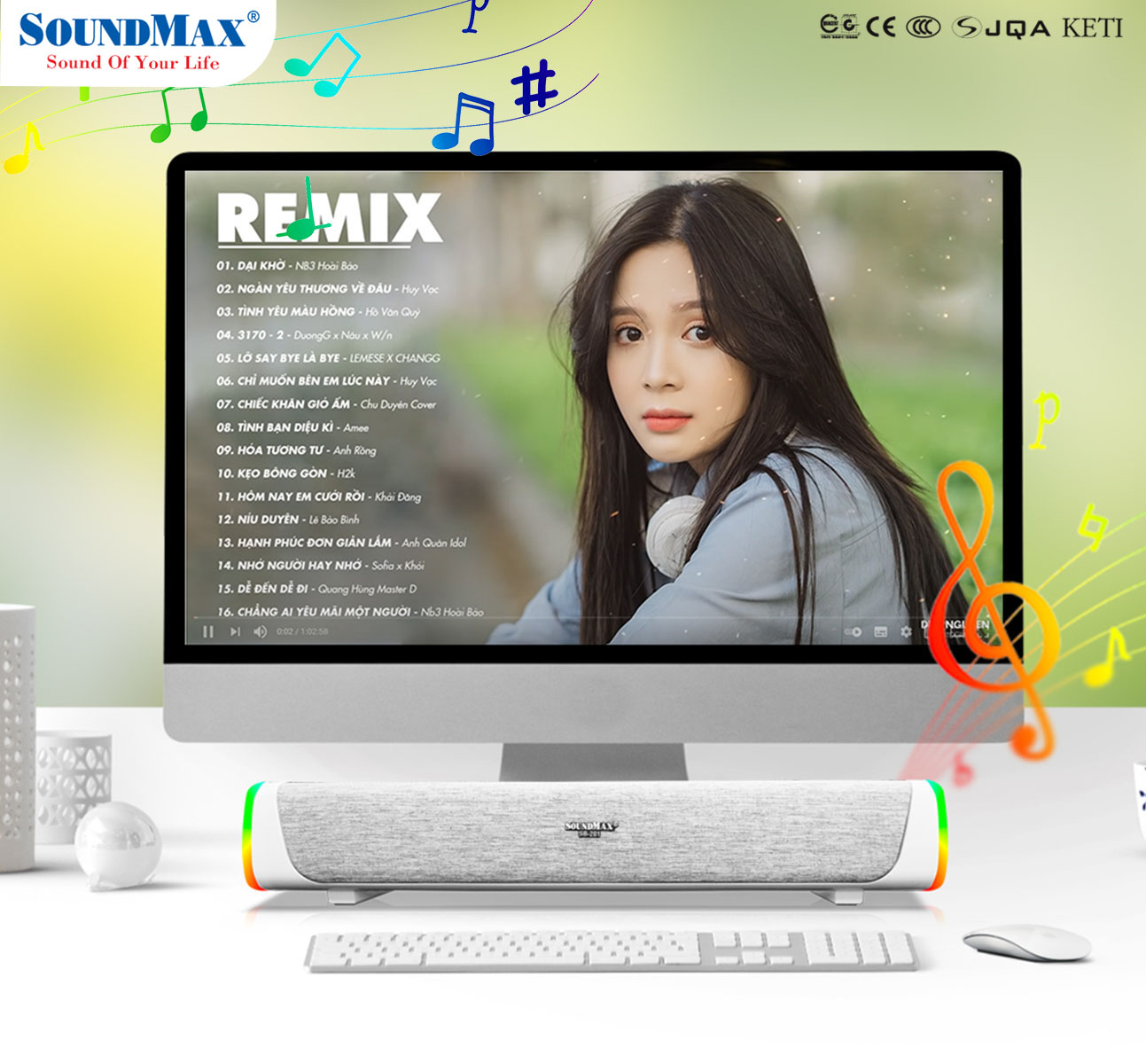 [Hàng Chính Hãng] Loa soundbar SoundMax SB-201 | 2 màu Trắng/Xám