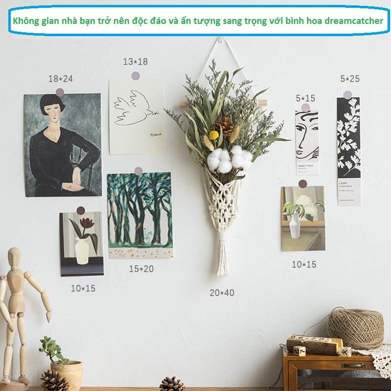 Thảm dệt Giỏ hoa Dreamcatcher vintage sang trọng