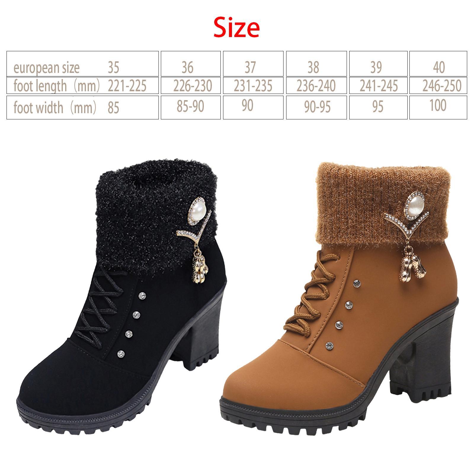 Women Winter Ankle Boots with Zipper Closure Autumn Winter Casual Fashion Chunky High Heeled Ankle Booties, Round Toe