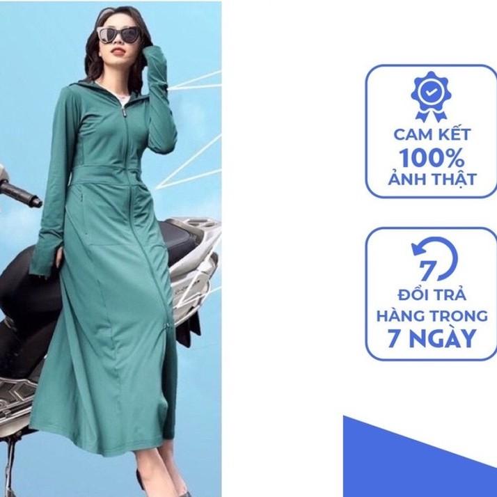 Áo Khoác Chống Nắng Nữ Dài Toàn Thân 2 Lớp Vải Thun Lạnh Thông Hơi Hitech Dày Dặn Thoáng Mát Túi Có Khoá Form 40-65kg