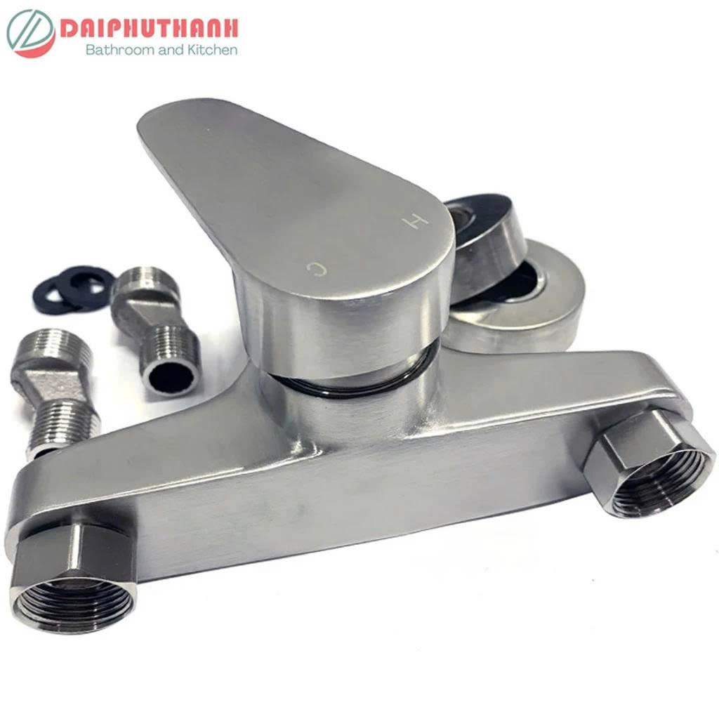 Bộ Vòi Sen Tắm Nóng Lạnh KZ-SV02TD Inox SUS304 - Đủ bộ gồm củ sen, tay sen, dây và gác sen