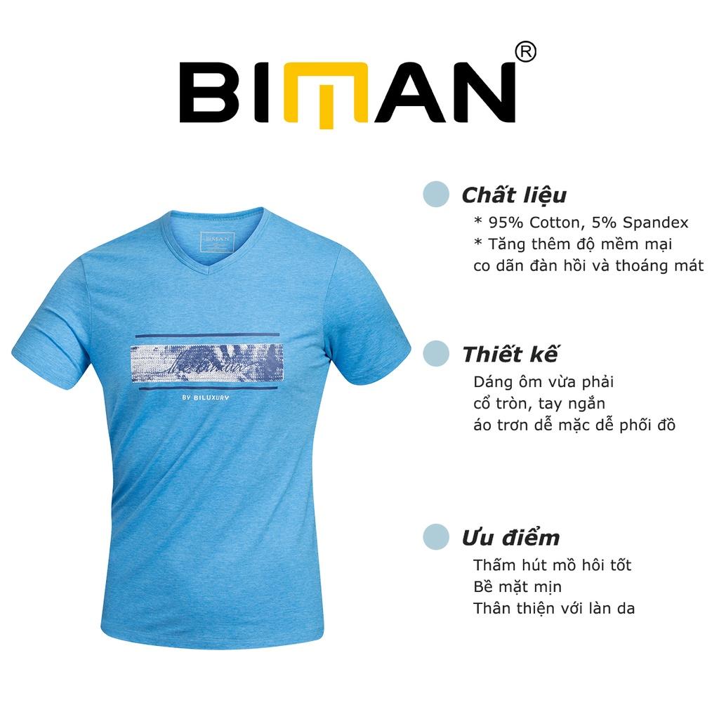 Áo Thun Nam Ngắn Tay Cổ Tim Chất Liệu Cotton Cao Cấp ,Trẻ Trung Thoáng Mát Chính Hãng Biman By BiLuxury 5APKH001XDU