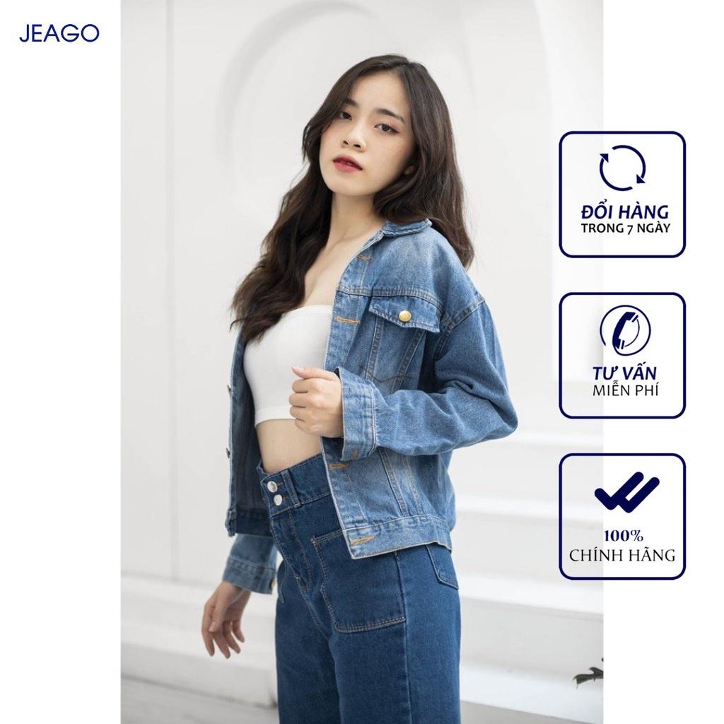 Áo Khoác Jean Dành Cho Nữ - XANH ĐẬM JEAGO