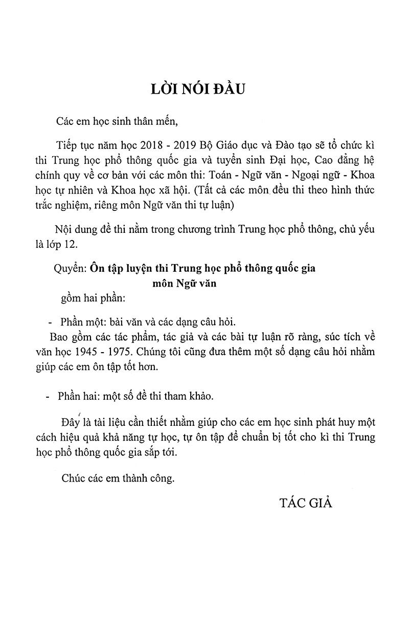 Sách Ôn Tập Luyện Thi Trắc Nghiệm THPTQG 2019 - Môn Văn