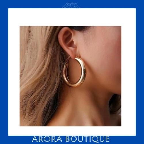 Khuyên tai trơn khoanh tròn - Arora boutique