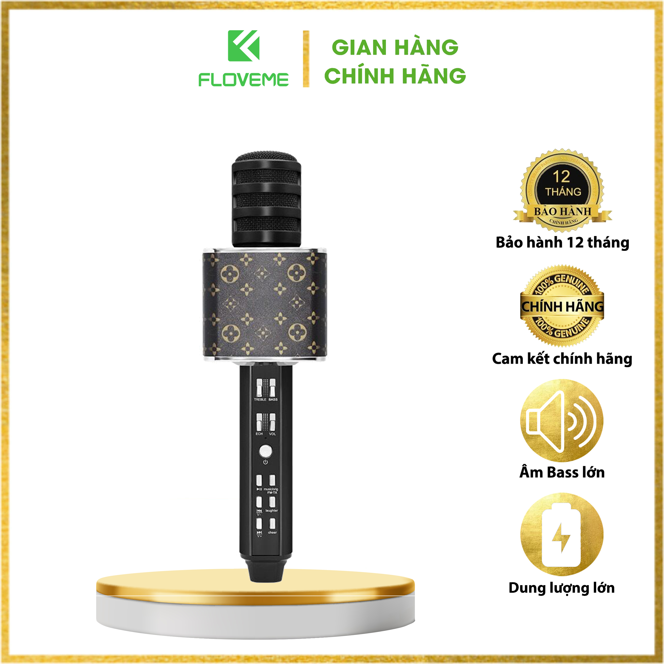 Mic Hát không dây Karaoke Floveme - SD18 Kèm Loa Bluetooth, Âm Thanh To, Trầm Ấm, Mic Bắt Giọng, Kết Nối Nhanh, Bass lớn - Hàng chính hãng