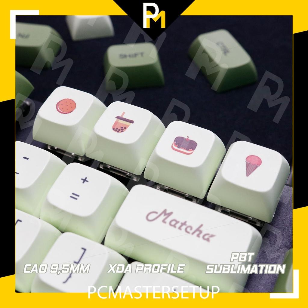 Keycap pbt xda matcha 9.5mm 124 phím, nút cho bàn phím cơ