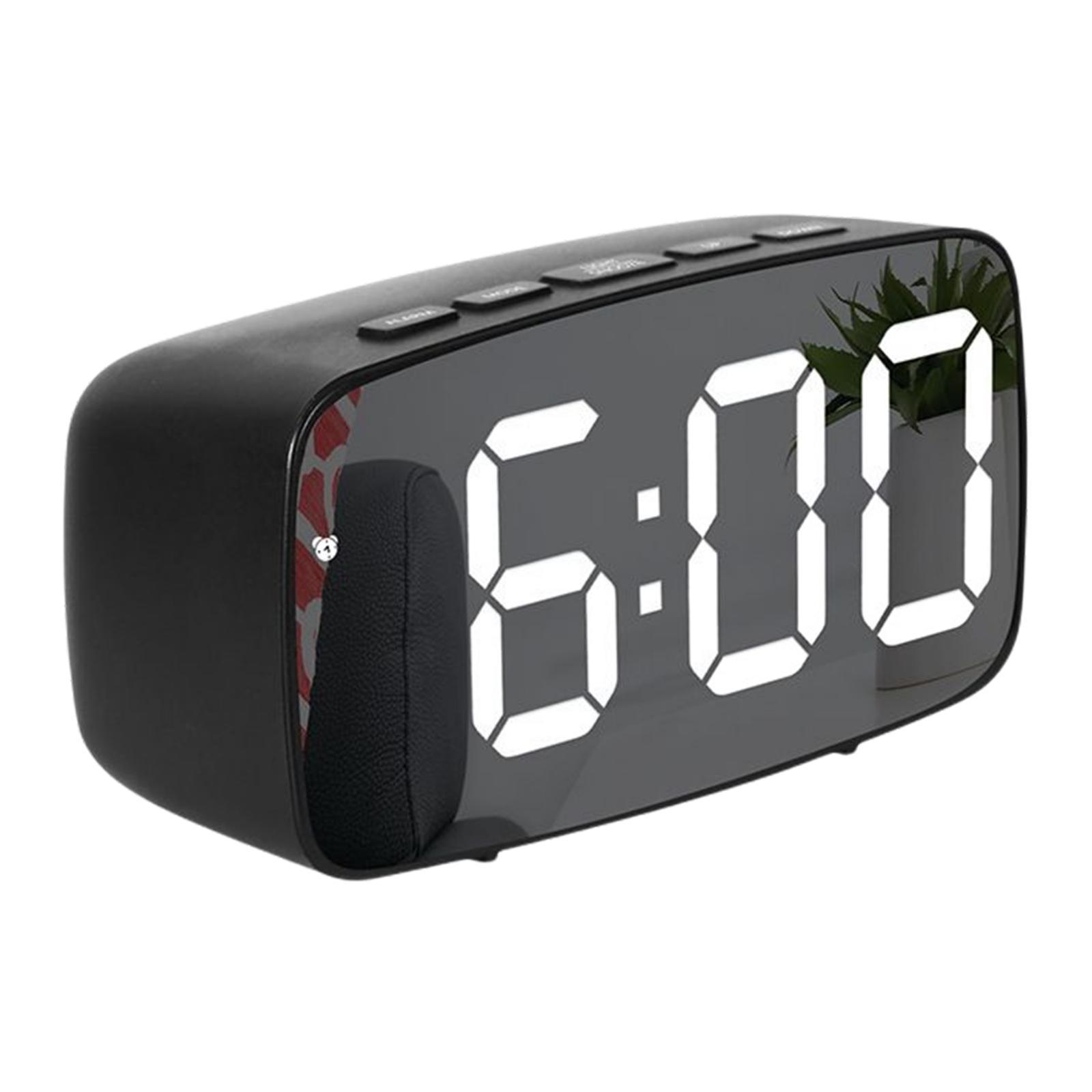 Digital LED Clock Bedroom Mirror Surface Snooze Bedside