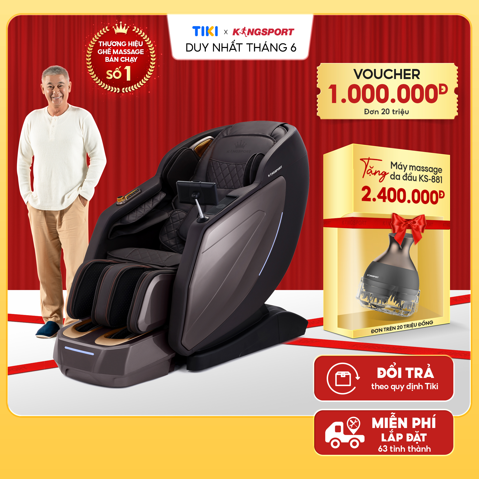 CHỈ GIAO MIỀN BẮC I Ghế massage KINGSPORT G96 cao cấp, công nghệ massage 3D Ultra với 24 bài tập, đo chân tự động, điều khiển bằng tablet cảm ứng