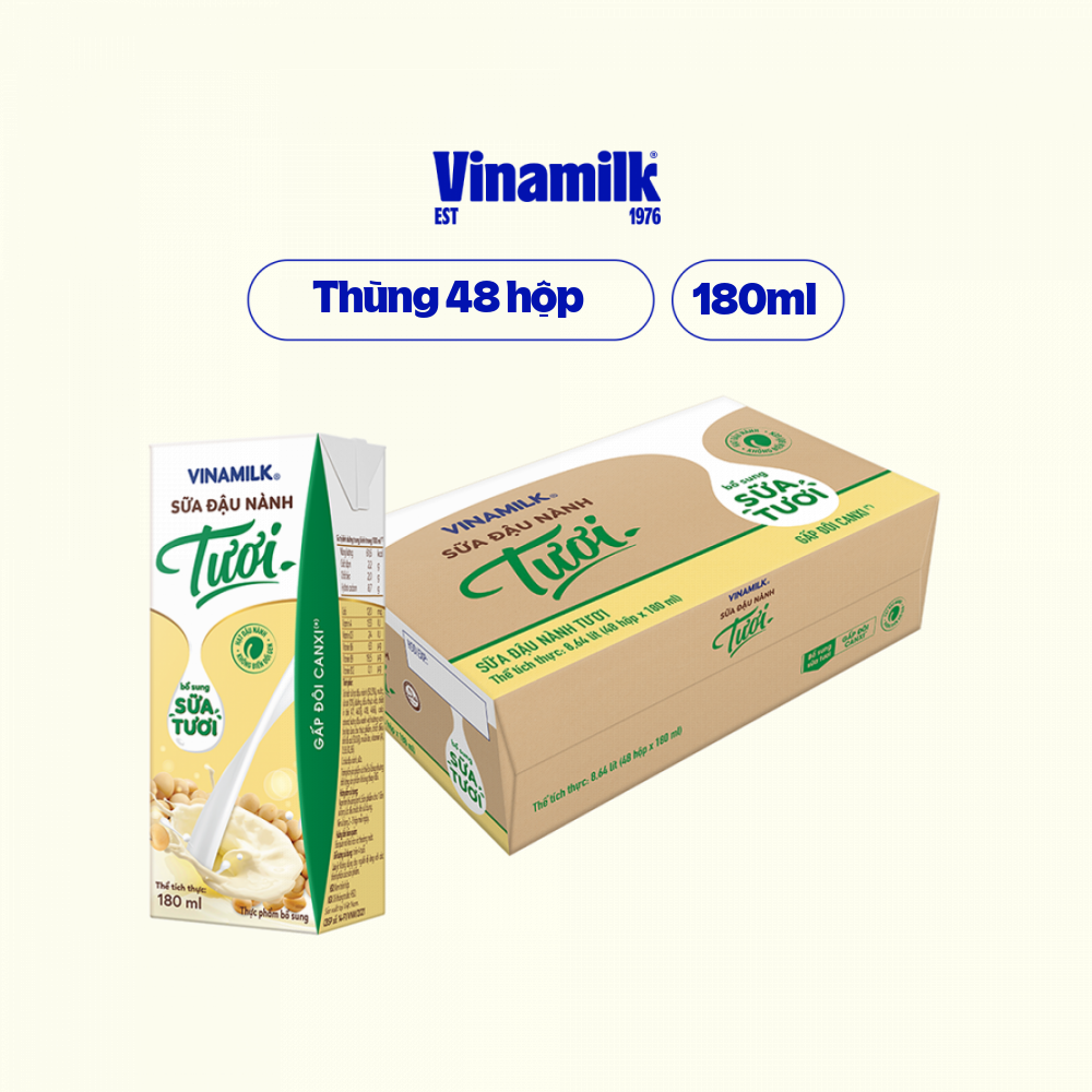 Thùng 48 Hộp Sữa đậu nành tươi Vinamilk 180ml