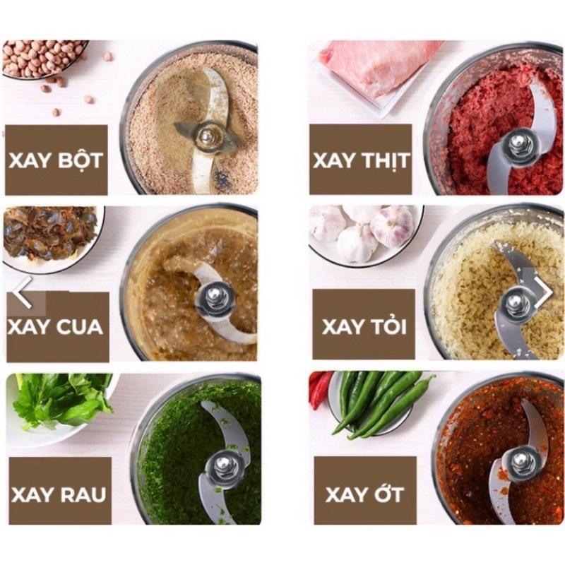 Máy xay thịt đa năng inox 304 2L - Cối xau thịt inox 4 lưỡi dao thép không gỉ, xay thịt, cá, rau củ, hoả quả tiện lợi