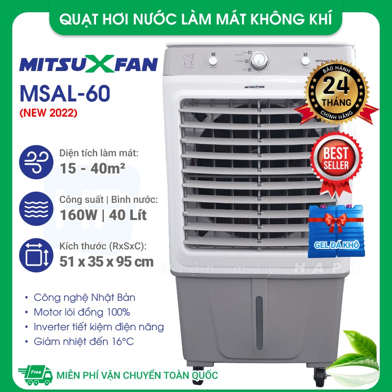 [MIỄN PHÍ VẬN CHUYỂN] Quạt Làm Mát Không Khí MitsuXFan Series Gia Đình-Văn Phòng (AL38 AL39 AL46 AL49 AL50 -E), Diện tích 20-40m², Giảm nhiệt đến -16°C, Công nghệ Nhật Bản, Có hộp gel đá khô - Hàng Chính Hãng