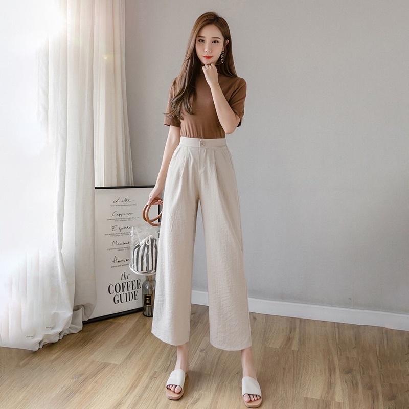 Quần đũi ống rộng dài khóa thật