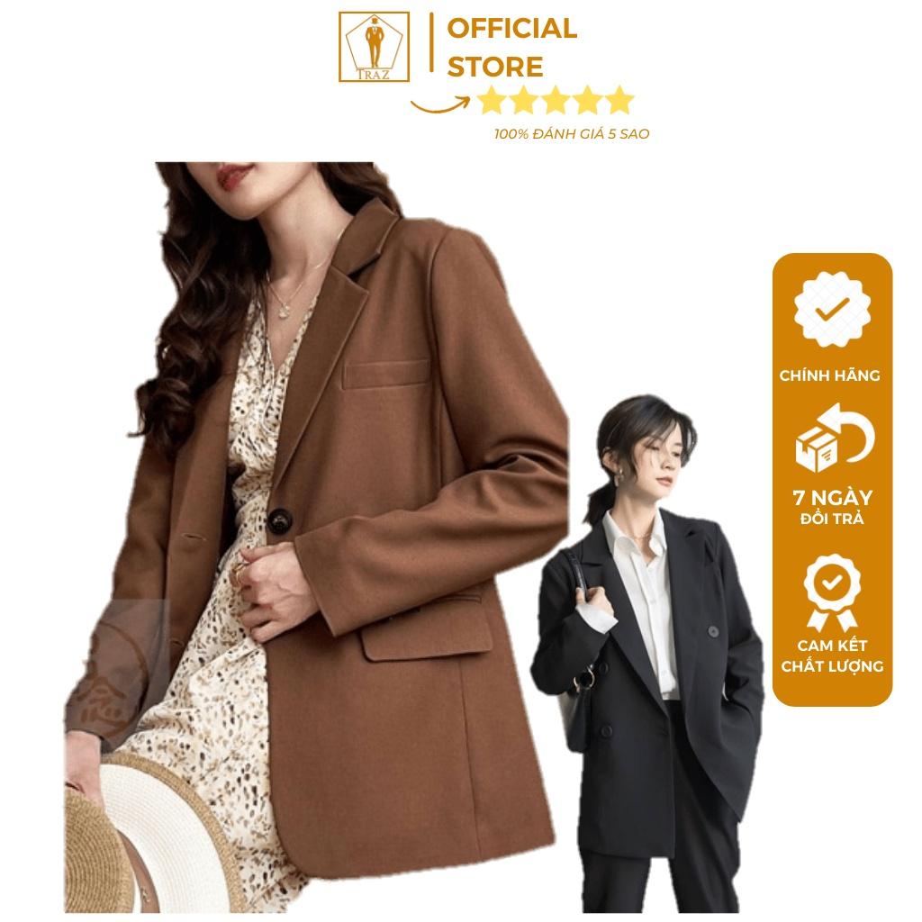 Áo blazer Nữ TRAZ 2 lớp Áo vest khoác Ngoài Màu Đen, Xanh, Nâu form rộng Unisex Hàn quốc sang chảnh