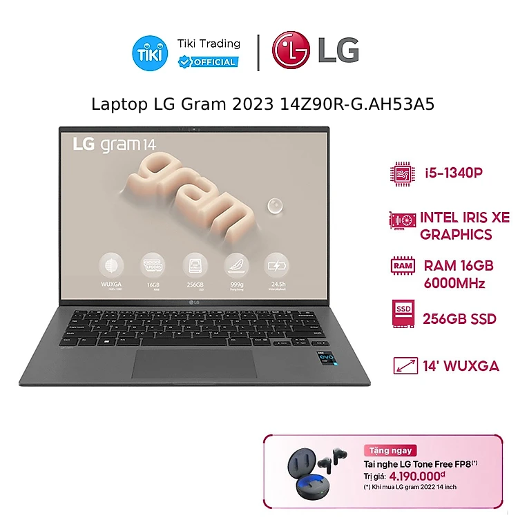 Laptop LG Gram 2023 14Z90R-G.AH53A5 (i5-1340P | 16GB | 256GB | 14') Hàng chính hãng