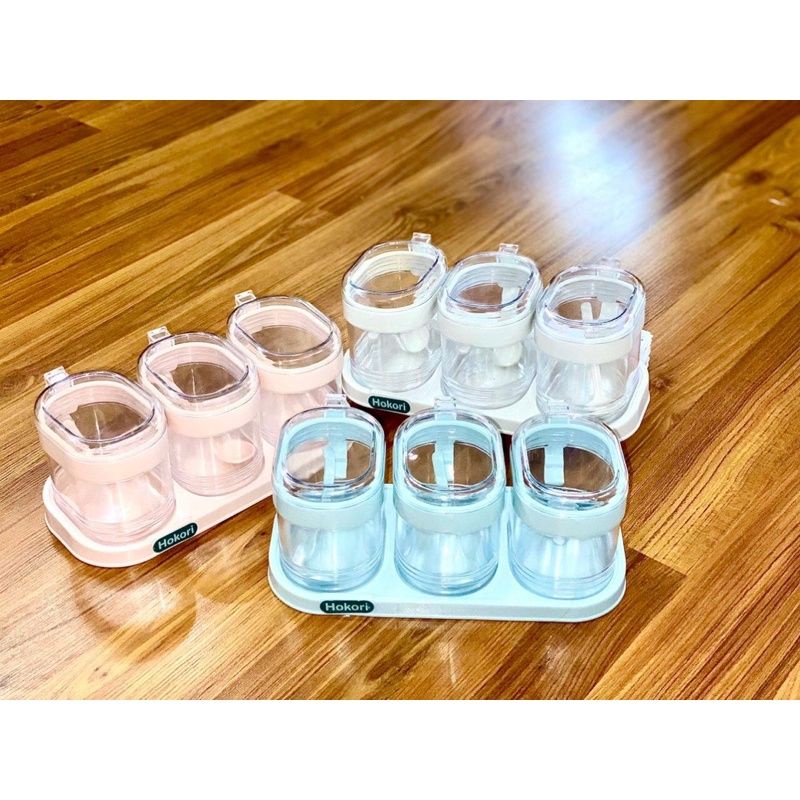 BỘ 3 LỌ ĐỰNG GIA VỊ HOKORI - HT