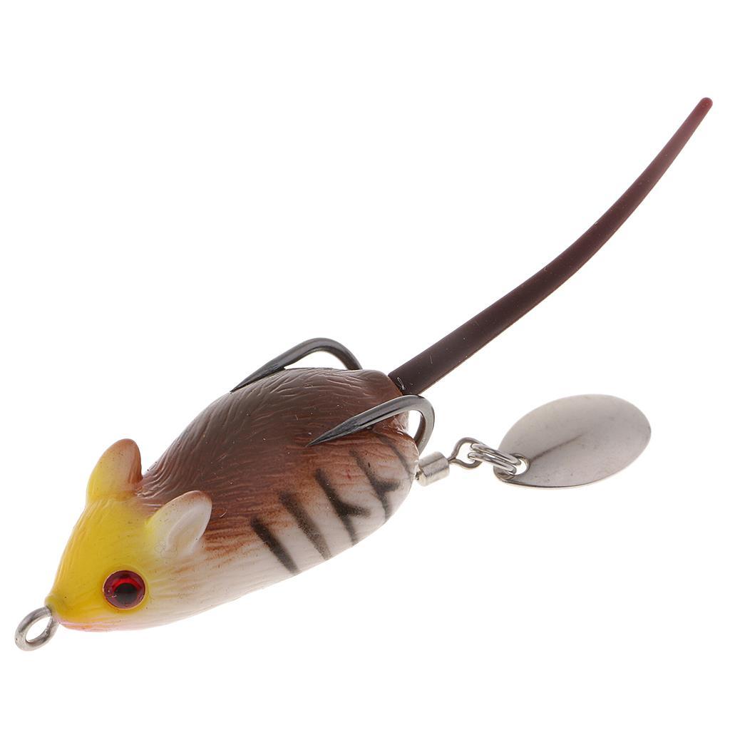 3pcs Long Tail Mouse Fishing Lures 3D Artificial Rat Lures Weedless Lures Mice Baits for Bass, Perch, Snakehead