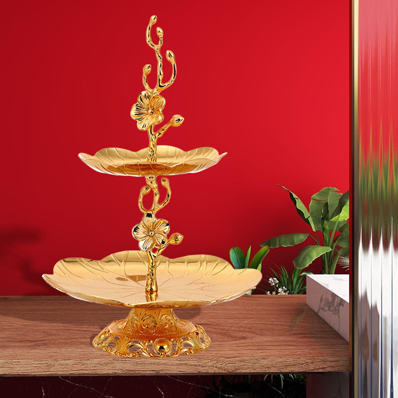 European  Tier Gold Cupcake Stand Statue Cookie Tray Cake Snack Tray Serving Tray Display Holder for Wedding Holiday Home Party Decor