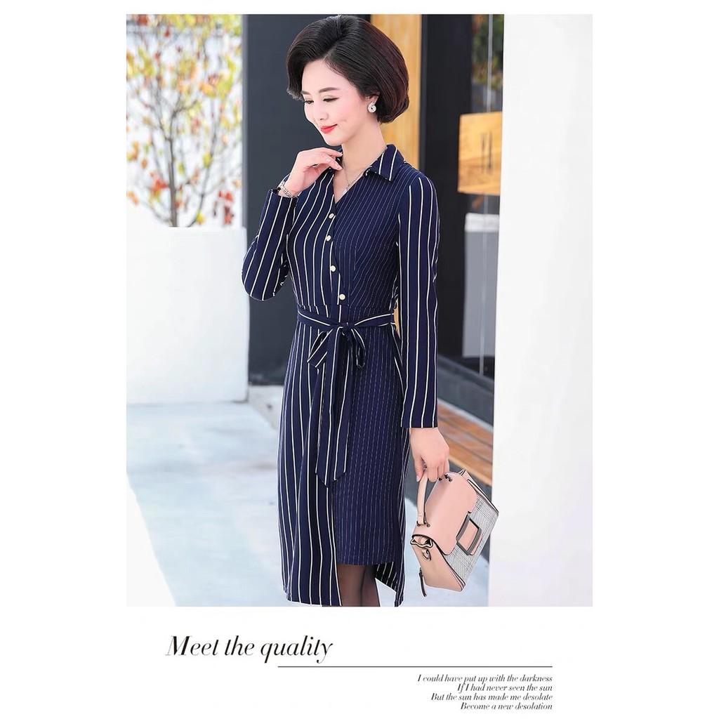 dress249-ĐẦM SỌC TAY DÀI QUÝ CÔ s-6xl