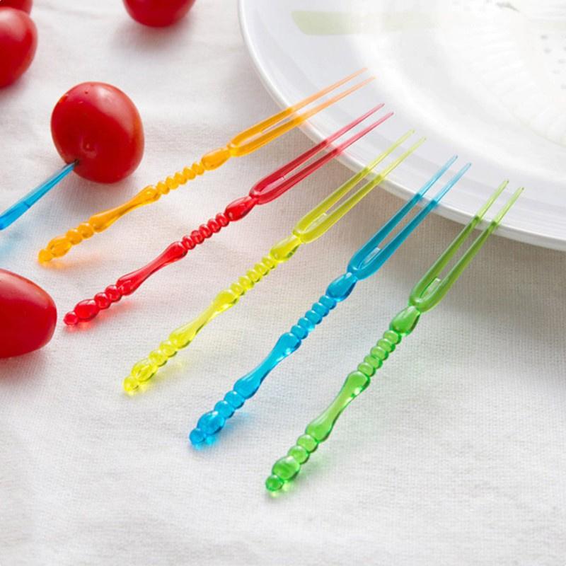 Set 10 Nĩa Ăn Trái Cây Nhựa Nhựa Trong- Tiện Dụng
