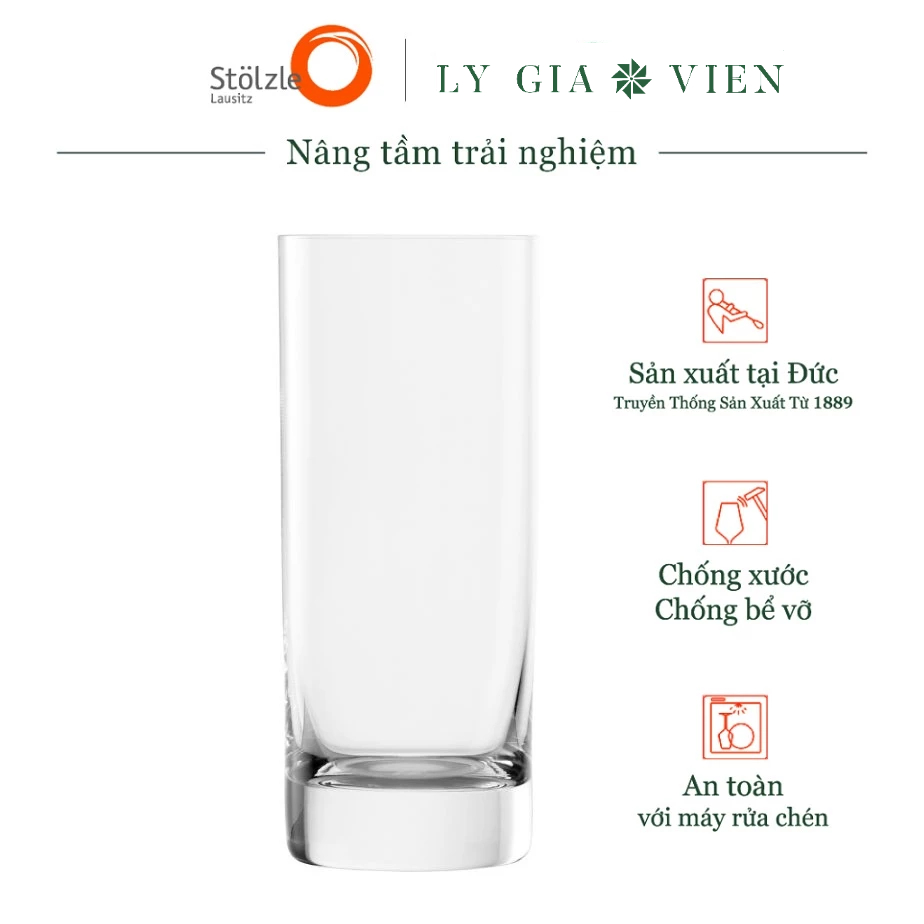 Ly Uống Nước Quầy Bar - Thiết Kế Cổ Điển - Chân Ly Chắc Chắn - Cân Bằng Ổn Định - Dùng để uống nước trái cây, nước ngọt, và cocktail nhẹ - Stolzle New York Bar Water Tumbler