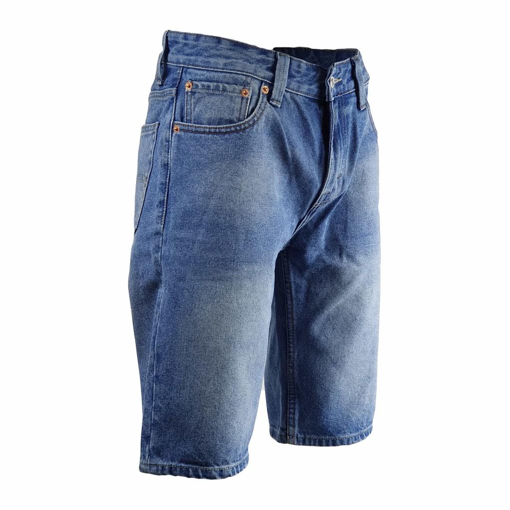 Quần Bò Ngắn Nam Short Jean Wash Bạc Không Nhăn Có Big Size