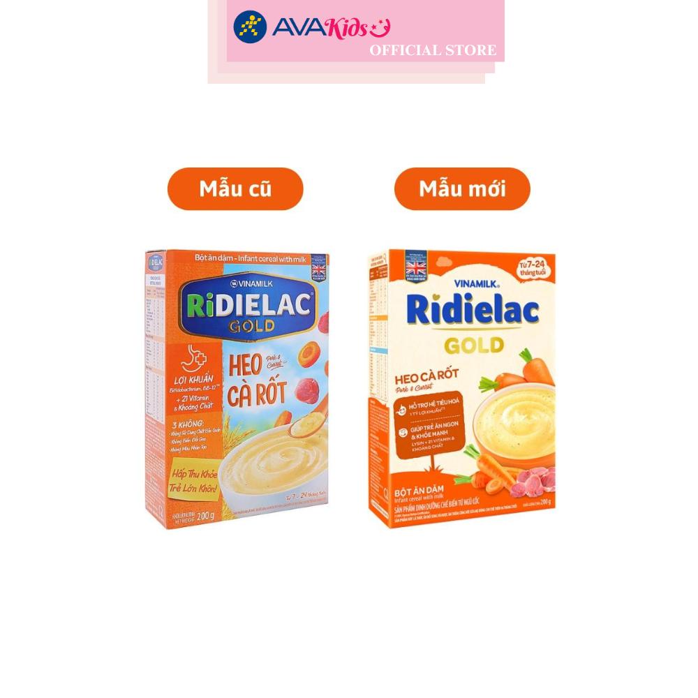 Bột ăn dặm Vinamilk RiDielac Gold heo, cà rốt hộp 200g (7 - 24 tháng)