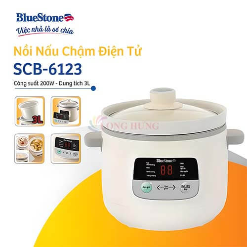 Nồi nấu chậm Bluestone 3 lít SCB-6123 - Hàng chính hãng