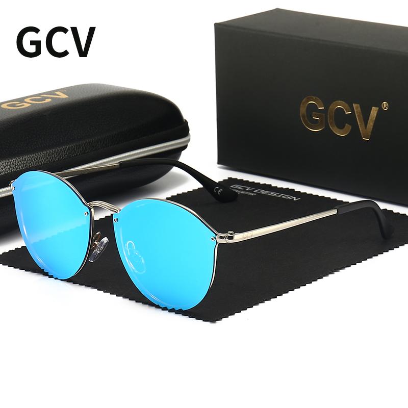 GCV Tròn Cổ Điển Mắt Mèo Kính Mát Nam Nữ Tướng GM Bướm Uv400 Kính Chống Nắng Cho Nguyệt San Lunette De Soleil Homme Kim Loại khung
