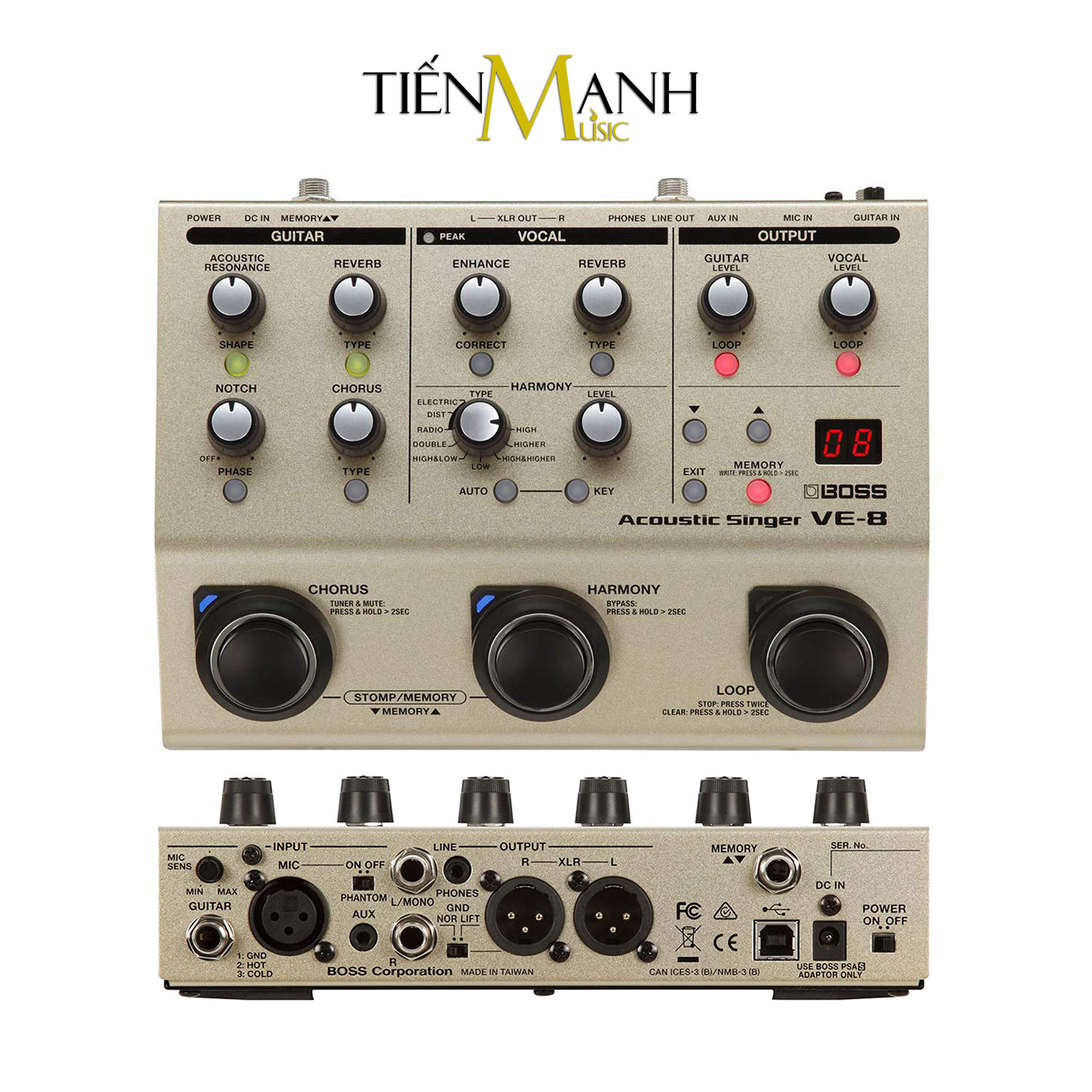 Boss VE-8 Acoustic Singer Vocal Tạo tiếng Bè, Vang vọng và chỉnh Tone, Giọng cho Ca sỹ - Bàn đạp Phơ Guitar Reverb and Delay Effects Processor VE8 Hàng Chính Hãng - Kèm Móng Gẩy DreamMaker