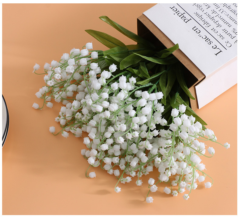 Cành hoa linh lan sang trọng, tinh tế giả từ lụa và nhựa cao cấp cành 5 nhánh 35cm- Hoa cưới, hoa giả, hoa cắm bình, hao trang trí, hoa lụa, hoa nhựa
