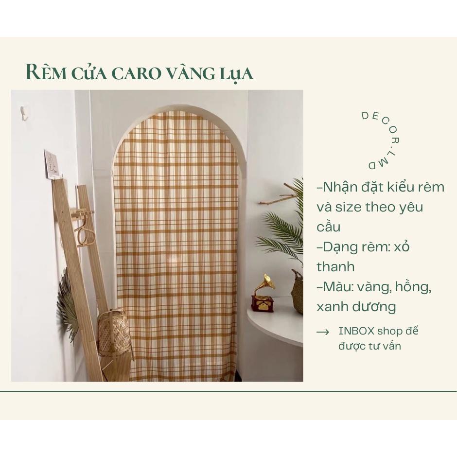 Rèm cửa kẻ caro vàng ,phong cách Hàn Quốc chống nắng cao cấp, màn vải treo tường trang trí decor phòng ngủ