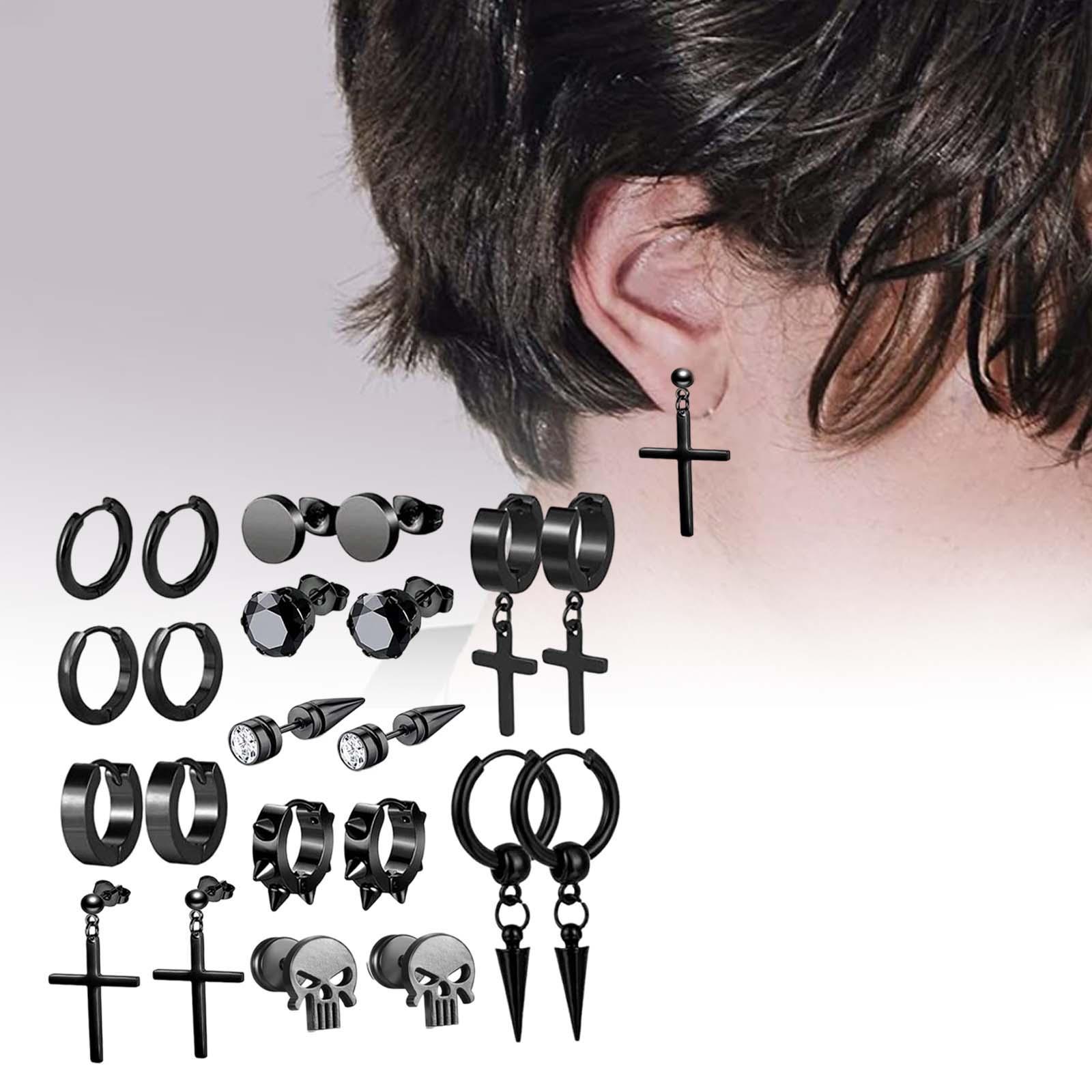 Cross Dangle Earrings Long Chain Stud Dangle Earrings Set for Men Women Prom