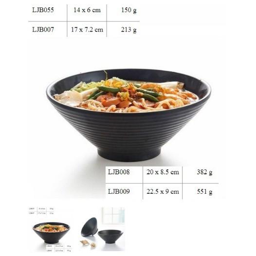 Tô bát mì bún phở cơm size 14cm, 16cm màu đen phong cách Hàn Quốc